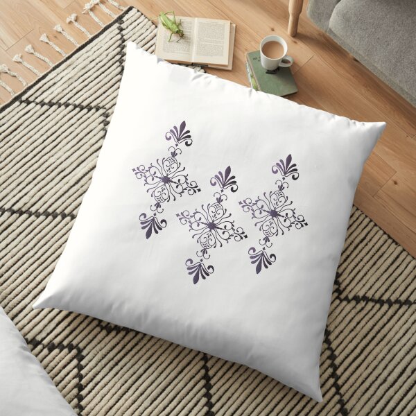 Purple Velvet Motif Floor Pillow