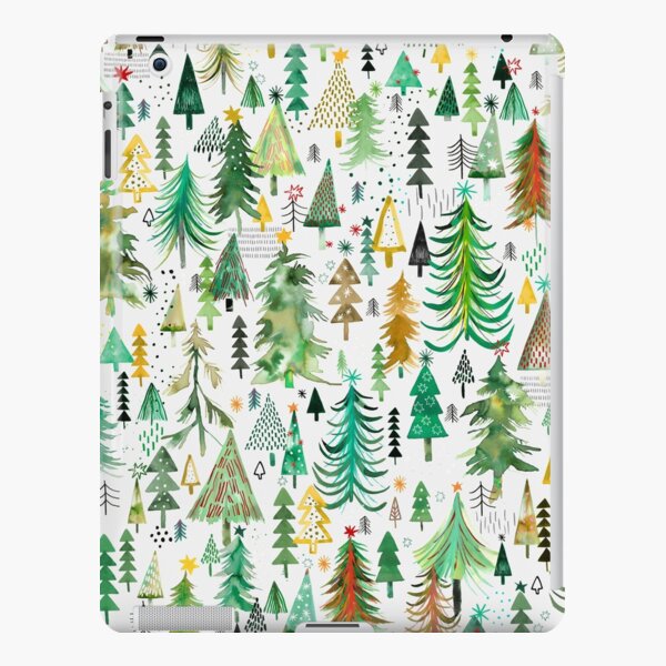 Pines and spruces forest - Christmas trees decorations pattern- Red green iPad Snap Case