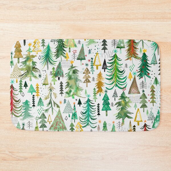Item preview, Pines and spruces forest - Christmas trees decorations pattern- Red green designed and sold by ninoladesign.