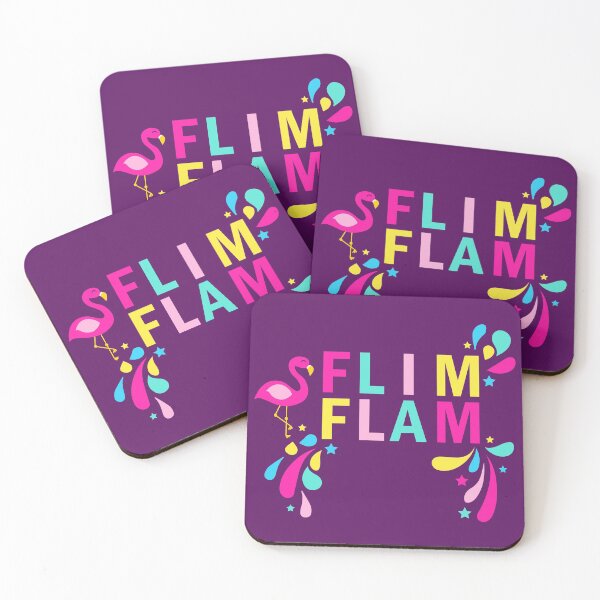 Artikelvorschau, Flim Flam Kids Flamingo Bunte Text Typografie Grafik entworfen und verkauft von Moda-Moxie.