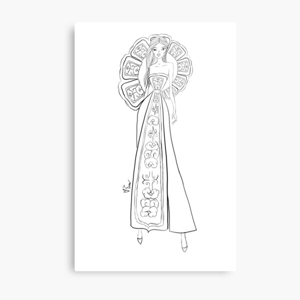 Aperçu de l'œuvre Vietnamienne Ao Dai Soirée Porter Illustration De Mode Asiatique - Croquis créée et vendue par Eva Phan.
