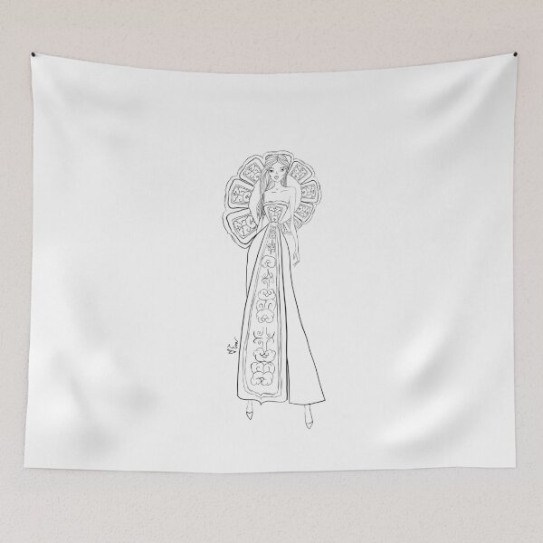 Item preview, Vietnamese Ao Dai Evening Wear Asian Fashion Illustration - Sketch designed and sold by Eva Phan.
