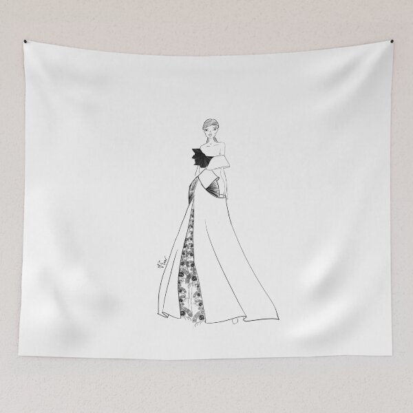 Item preview, Vietnamese Porcelain Dragon and Cloud Inspired Evening Wear Asian Fashion Illustration - Iteration #41 designed and sold by Eva Phan.