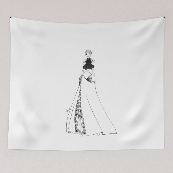 Item preview, Vietnamese Porcelain Dragon and Cloud Inspired Evening Wear Asian Fashion Illustration - Iteration #42 designed and sold by Eva Phan.