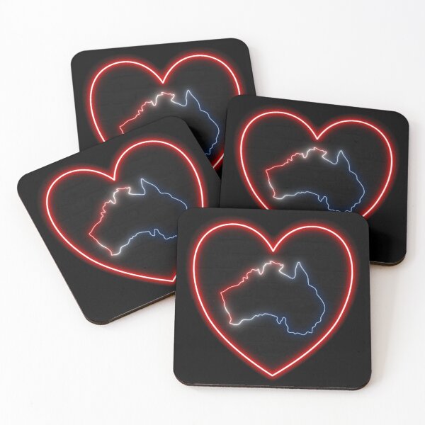 Item preview, Australia Neon Outline - Australian Flag Colors and Red Heart designed and sold by dylanxh.