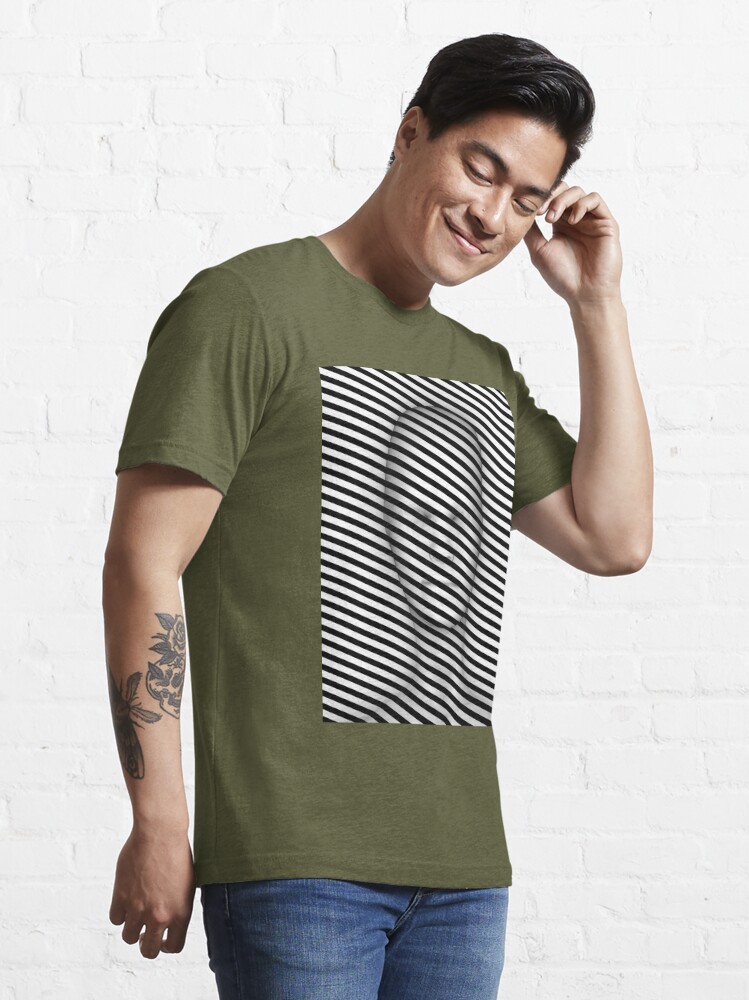 Optical Illusion Diagonal Stripes Face Geometry Pattern (Black