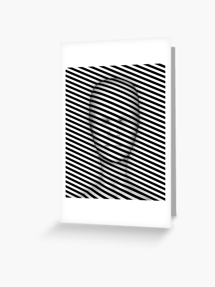 Optical Illusion Diagonal Stripes Face Geometry Pattern (Black