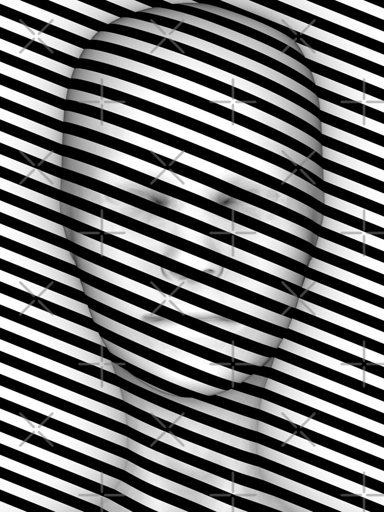 Optical Illusion Diagonal Stripes Face Geometry Pattern (Black