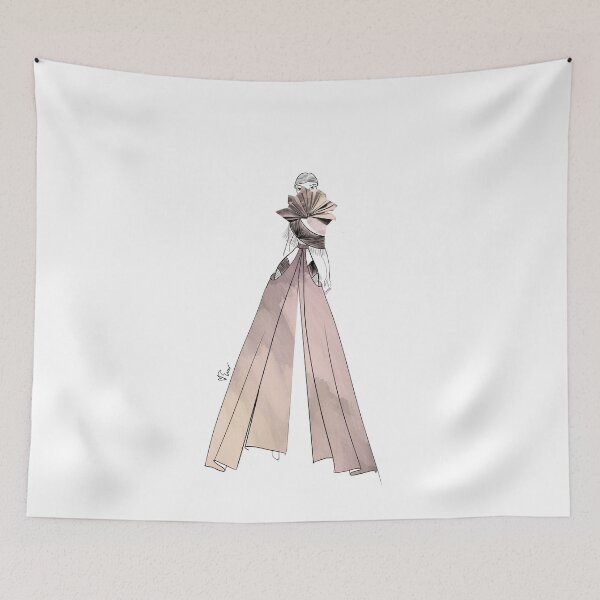 Item preview, Vietnamese Porcelain Dragon and Fan Inspired Evening Wear Asian Fashion Illustration - Iteration #56 Undertone Palette designed and sold by Eva Phan.