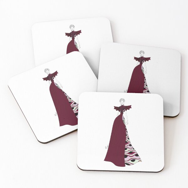 Item preview, Asian Hand Fan and Eye Inspired Ballgown Asian Fashion Illustration - Iteration #36 Burgundy designed and sold by Eva Phan.