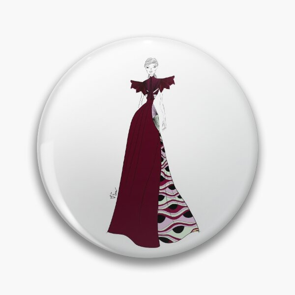Item preview, Asian Hand Fan and Eye Inspired Ballgown Asian Fashion Illustration - Iteration #36 Burgundy designed and sold by Eva Phan.