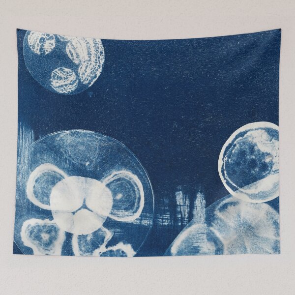 Item preview, Cyanotype Art Print Printmaking - Petri Dish Bacteria Art designed and sold by MKartss.