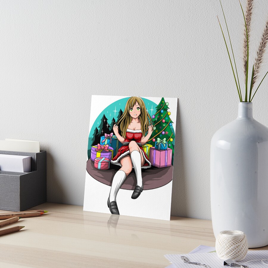 Cute/Sexy Anime Girl In Christmas Dress with Presents for You Under the  Christmas Tree