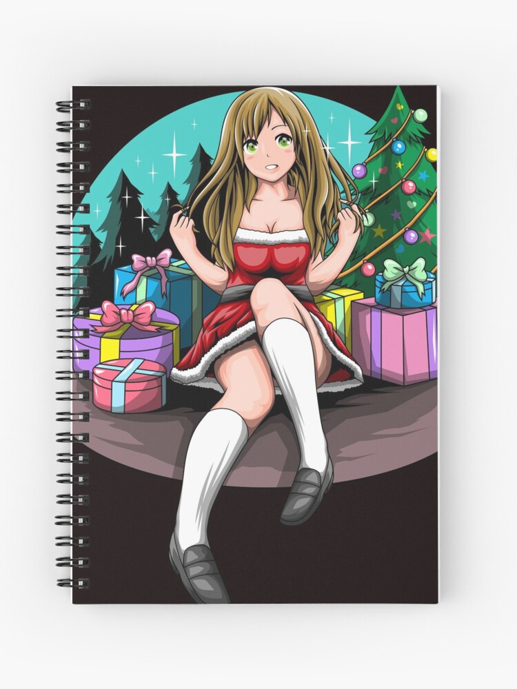 Cuaderno de espiral «Chica anime linda / sexy en vestido de Navidad con  regalos para ti debajo del árbol de Navidad» de Pholmes03 | Redbubble