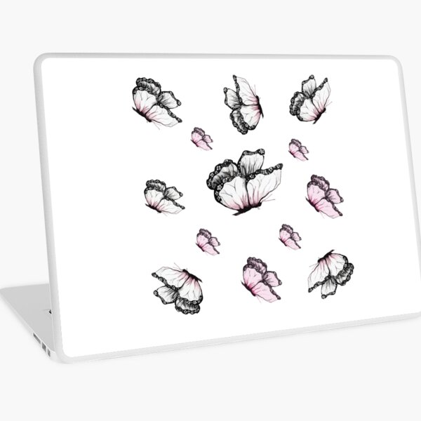 Pink and White Butterfly Sticker Pack Laptop Skin