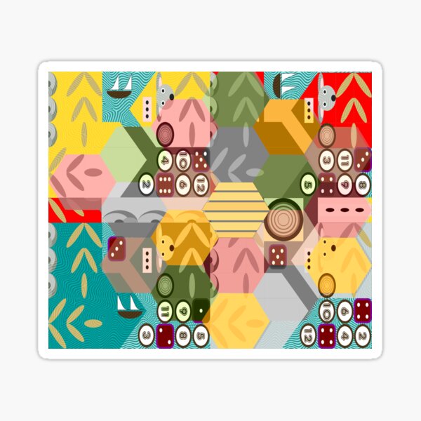 Hexagonal Bauhaus style repeatable - Hommage to Catan's game Sticker