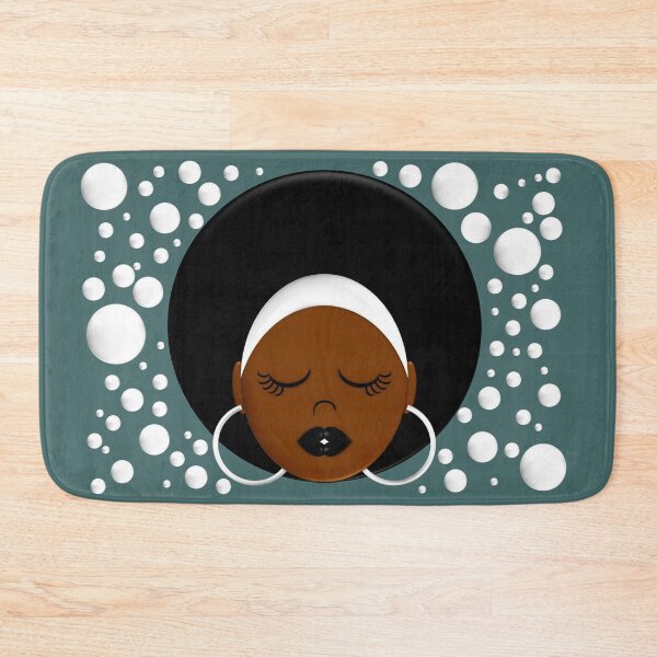 Item preview, Afros and Bubbles on an Aqua Background with Bubbles Floating Around designed and sold by Sheila Pressley.