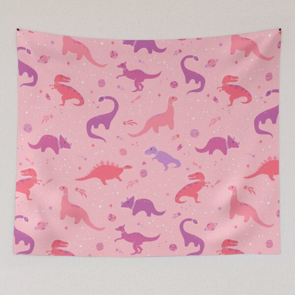 Item preview, Astronaut Dinosaurs on Pink designed and sold by latheandquill.