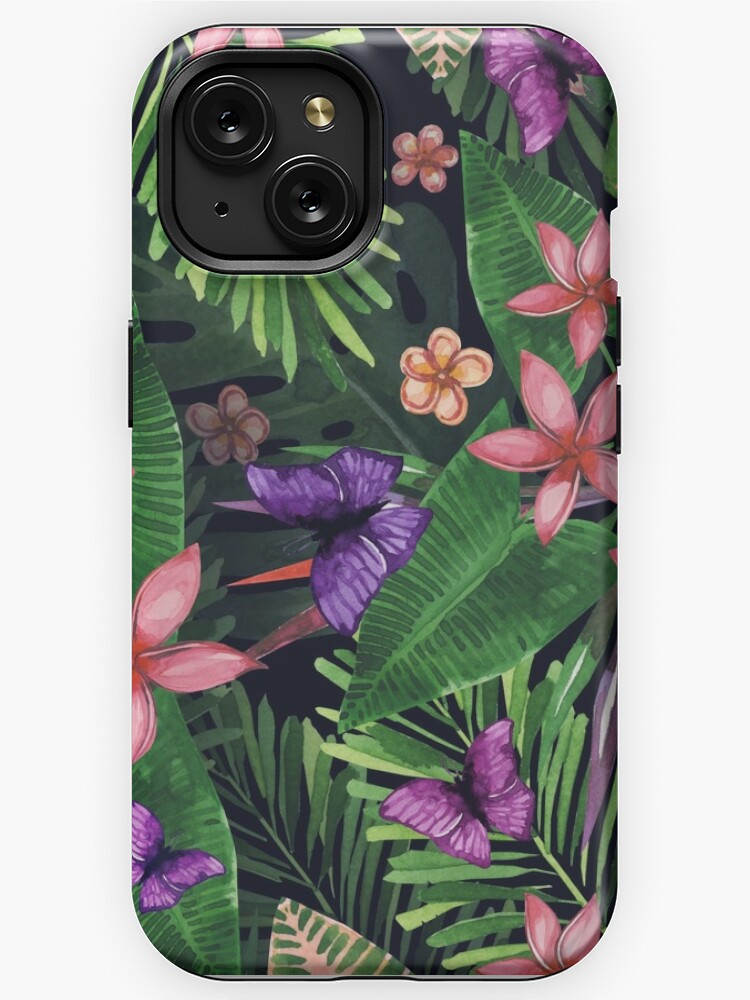 Tropical flowers pattern of exotic flower and plants. Realistic watercolor  painting jungle: exotic flowers, butterfly and leaves. Exotic tropical  background. Leggings for Sale by Mehendra