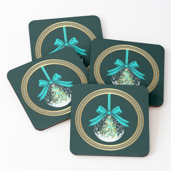 Item preview, Turquoise & Gold Christmas Ornament Design designed and sold by PawsitiveMum.
