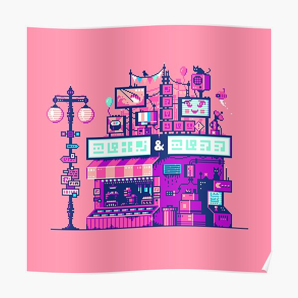 Cyberpunk Sushi Stand - Pixel Poster