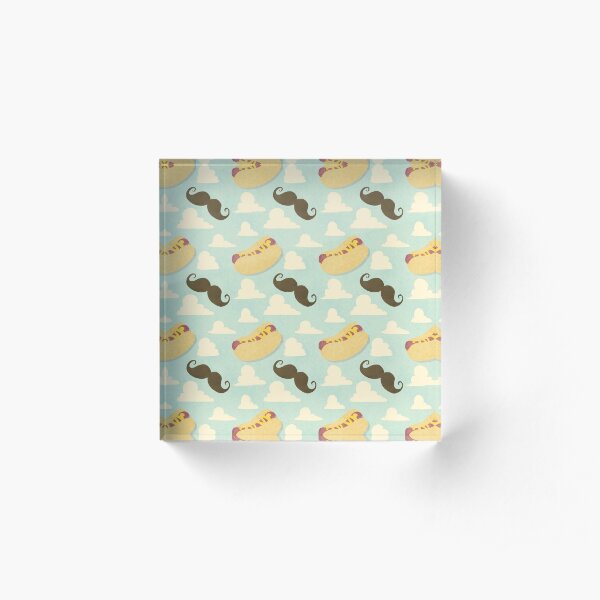 Mustaches & Mustard Hot Dogs Acrylic Block
