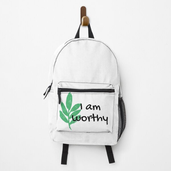 Item preview, I am worthy leaf minimalist simple black text, white background affirmation designed and sold by JustAMillenial -.