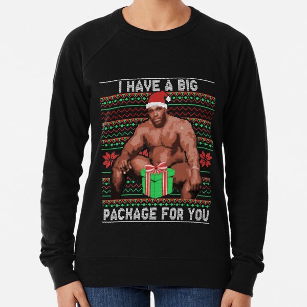 Barry Sitting On a Bed Big Package Ugly Christmas Sweater Lightweight Sweatshirt