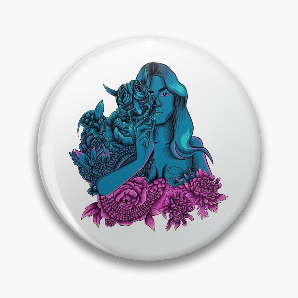 Item preview, Beautiful Girl holding Oni Mask designed and sold by Marciano Graphic.