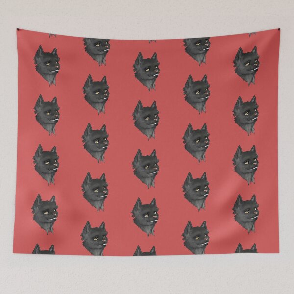 Item preview, Greystripe grinning friendly warrior cat on red designed and sold by GnomelyDragon.