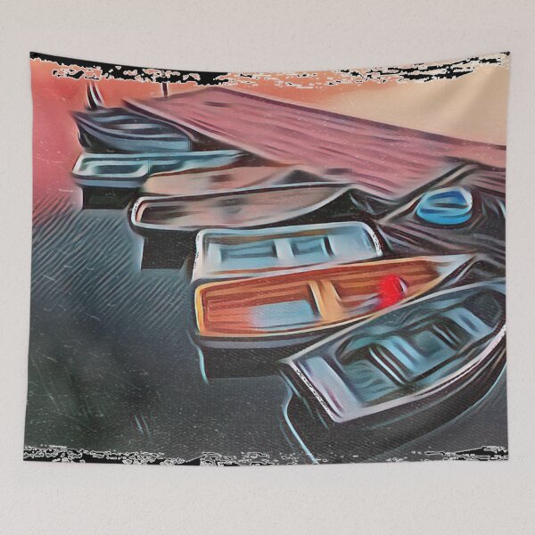Item preview, Rowboats Docked Distressed Painting designed and sold by Gordon Nelson.