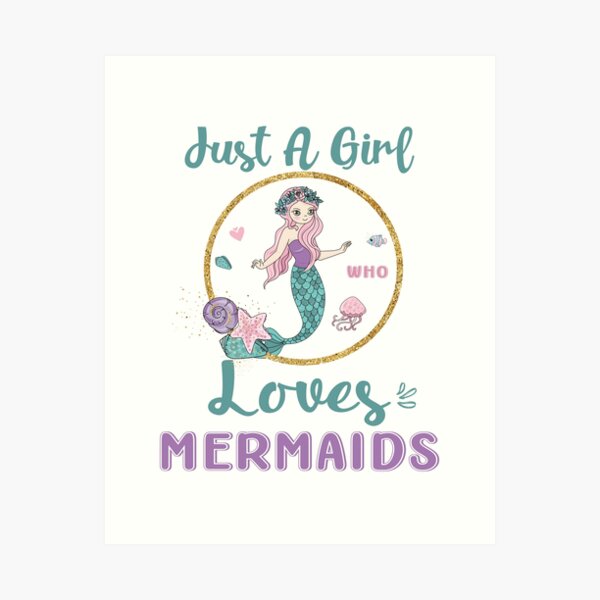 Mermaid  Printable Wall Art Girl's Room Printable Decor Teal/Turquoise and Orange Mermaids and Sea Life Art Posters Cute Girls Room Art