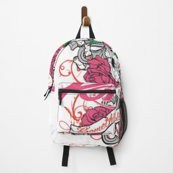 Item preview, mbfulk Something To Believe In; a skull logo flanked by four pink roses and leaves resting on a cross, against a white background designed and sold by mbfulk.