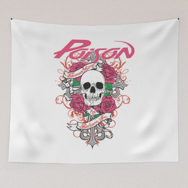 Item preview, mbfulk Something To Believe In; a skull logo flanked by four pink roses and leaves resting on a cross, against a white background designed and sold by mbfulk.