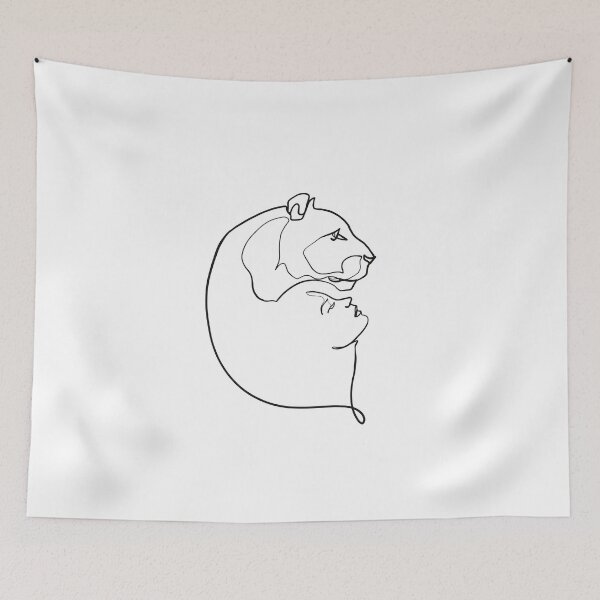 Item preview, Lion and Woman Minimalist One Line designed and sold by Zetsmo.