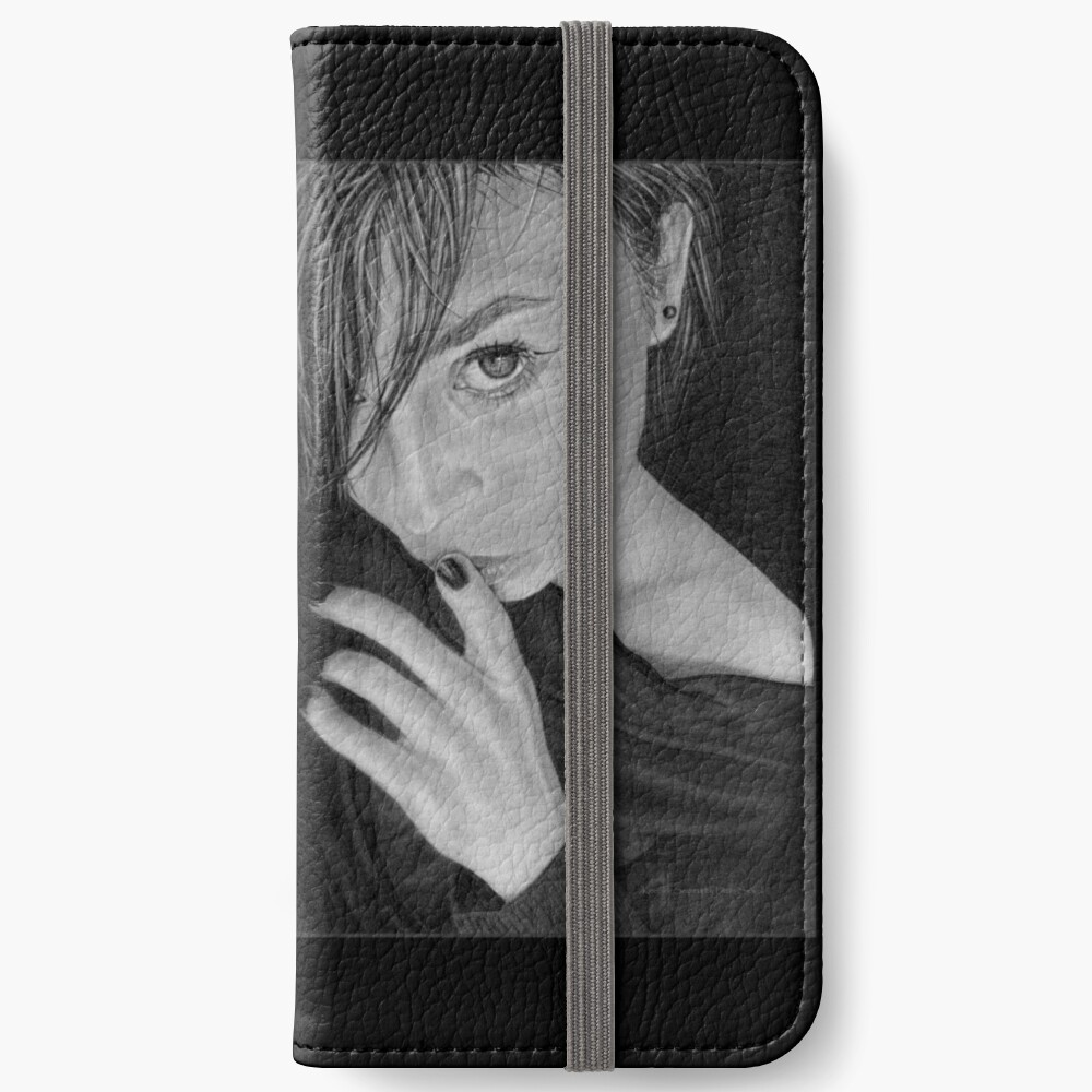 Keeping Secrets: Original drawing by Dean Sidwell iPhone Wallet