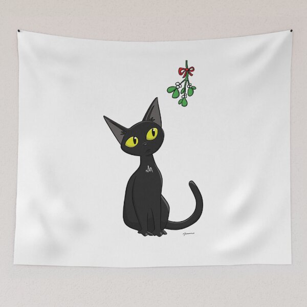 Artikelvorschau, Schwarze Katze und Mistelzweig-Katzenliebhaber Weihnachten entworfen und verkauft von ElJimmo.