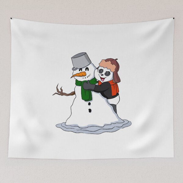 Item preview, Cute Christmas Panda with Snowman designed and sold by BandOfThePand.