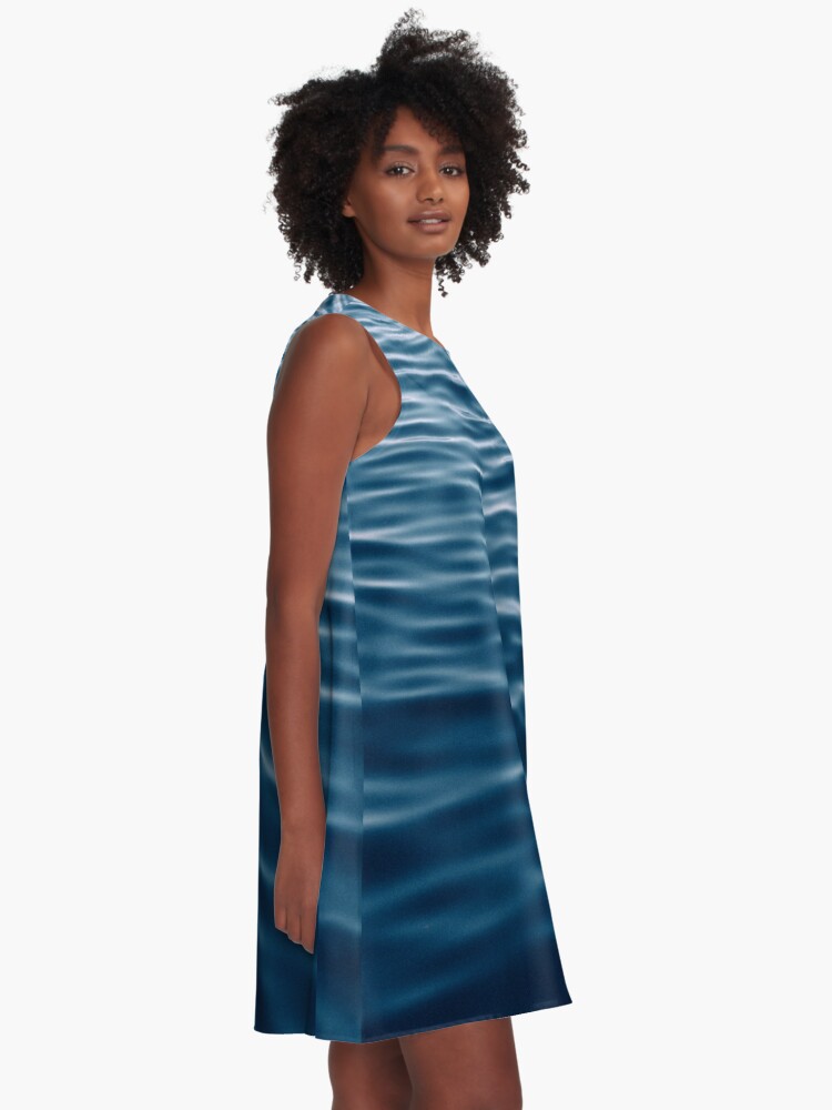 Thumbnail 2 of 4, A-Line Dress, Blue Ocean Waves designed and sold by Butterfly-Dream.