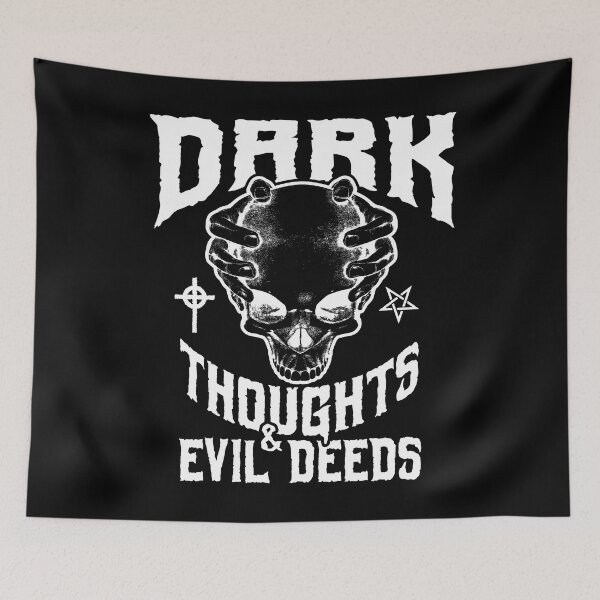 Item preview, Dark Thoughts And Evil Deeds Occult Goth Skull designed and sold by GrandeDuc.