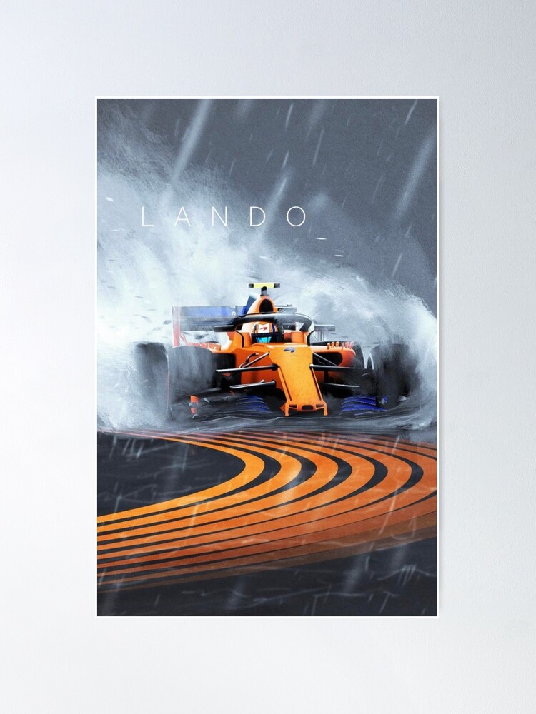 Alternative Ansicht von Lando Norris Formel 1 F1 Mclaren Wet Race Poster