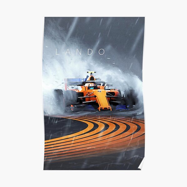 Lando Norris Formule 1 F1 Mclaren course humide Poster