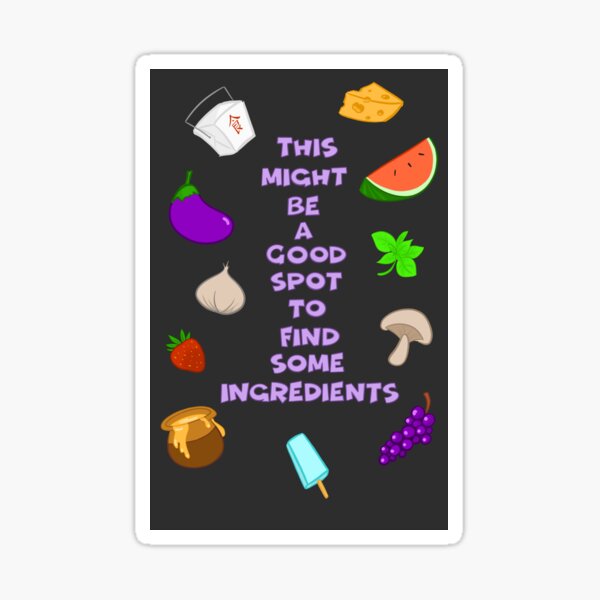Vista previa del artículo con la obra «Este podría ser un buen lugar para encontrar algunos ingredientes», diseñado y vendido por imaginativeink.