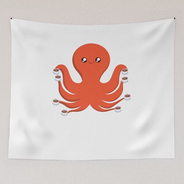 Item preview, Octopus with coffees designed and sold by Dase23.