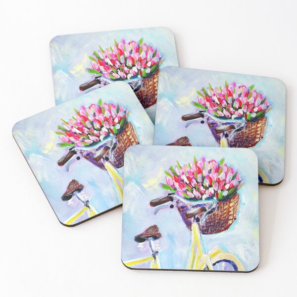 Item preview, Yellow bicycle with tulips in the basket designed and sold by orangerinka.