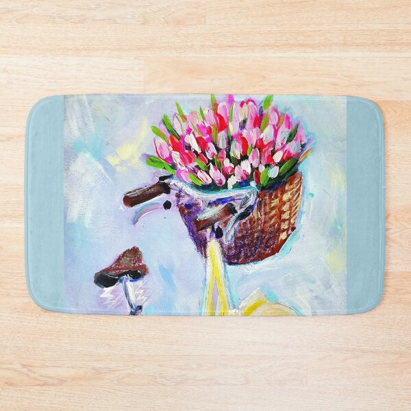 Item preview, Yellow bicycle with tulips in the basket designed and sold by orangerinka.