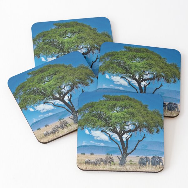Item preview, Group of elephants under the big green tree in the wilderness designed and sold by ThebestArtshop.