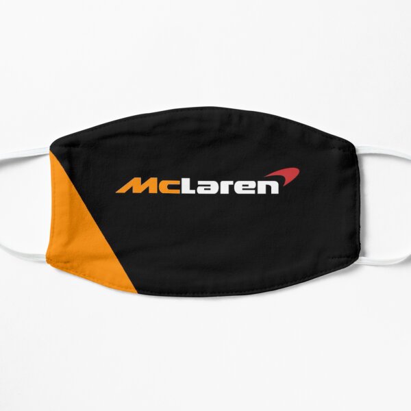 Mclaren formula uno F1 logo diseño negro y naranja Mascarilla plana