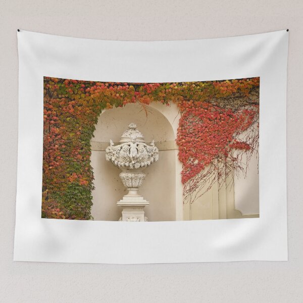 Item preview, wall with creeper plant and statue autumn season Vienna Austria designed and sold by goceris.