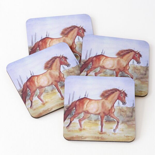 Item preview, Galloping horse summer field watercolor painting designed and sold by horseaddicted.